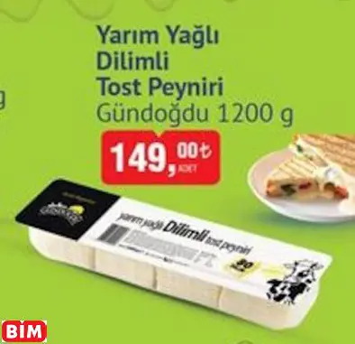 GÜNDOĞDU YARIM YAĞLI DİLİMLİ TOST PEYNİRİ GÜNDOĞDU YARIM YAĞLI DİLİMLİ TOST PEYNİRİ